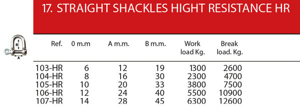 105HR - STRAIGHT SHACKLE - 10 MM / 3/8"- LOOSE SCREW PIN WITH EYE | Nautos-usa