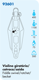 92601 FIDDLE SWIVEL WITH BECKET AND ALUMINUM SHEAVE- BALL BEARING