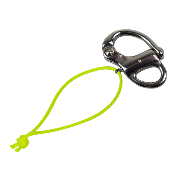 SMALL STAINLESS STEEL SAFETY SNAP SHACKLE WITH LINE LOOP | Nautos-usa