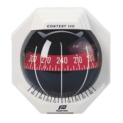 17294 - CONTEST 130 COMPASS - VERTICAL MOUNT - WHITE COMPASS WITH RED CARD-PLASTIMO