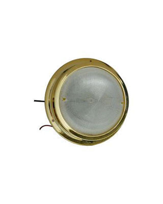 2627 - LED - 6" DOME LIGHT - PLASTIC GOLD WITH SWITCH - COOL WHITE