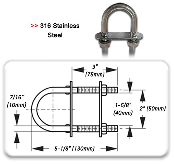 13.404-  U-bolt stainless steel 10 x 130 mm | Nautos-usa