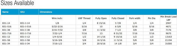 FORK & FORK TURNBUCKLE -  For wire size 1/8'' to ½''. | Nautos-usa