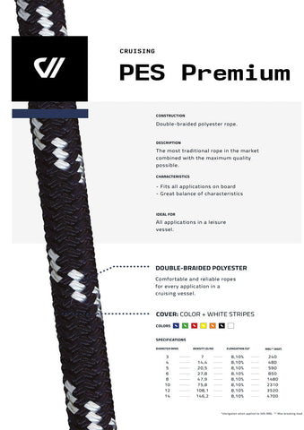 PES Premium - Double-braided polyester rope. SELL BY FOOT | Nautos-usa