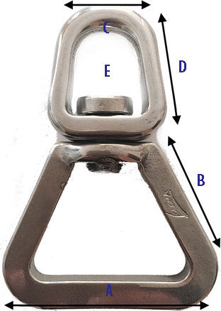 STAINLESS STEEL SWIVEL RING / TRIANGLE 28mm and 37mm Length.