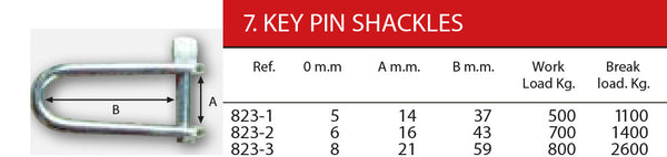KEY PIN SHACKLE - Captive key pin - 5mm ~ 3/16" to 8mm ~ 5/16" | Nautos-usa