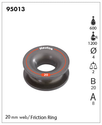 95013 - Friction sheave - 20 MM SOLID SHEAVE- WEB - TIE SHEAVE - CONTROL LINE EYE