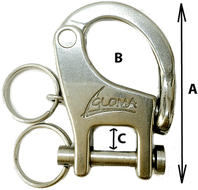1201 - 50 mm ( 2" ) LONG SNAP SHACKLE WITH PIN | Nautos-usa