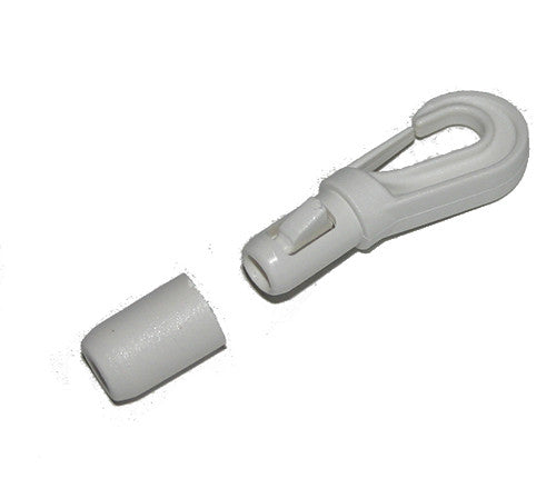 Shock Cord Hook - HPN387 - White or Black - Self Locking - 3 to 5mm ~ 1/8" to 3/16" Shock Cord