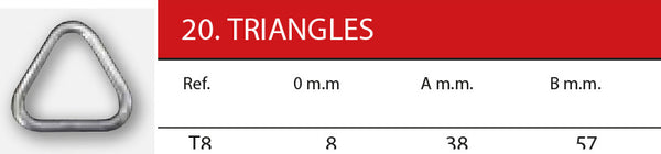 T8 - STAINLESS STEEL TRIANGLE - 8 MM ~ 5/16" | Nautos-usa