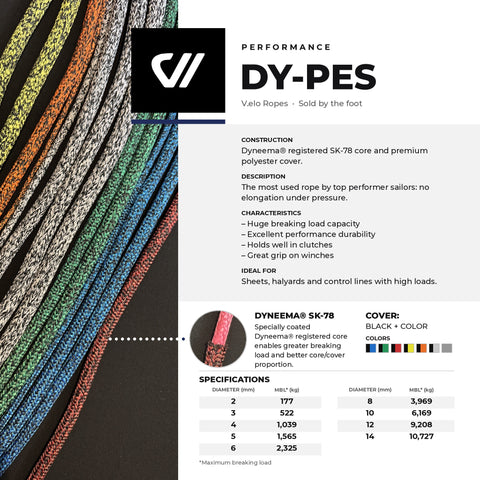 Dy-PES Dyneema SK78 Performance Sailing Rope — Buy by the Foot | Nautos USA