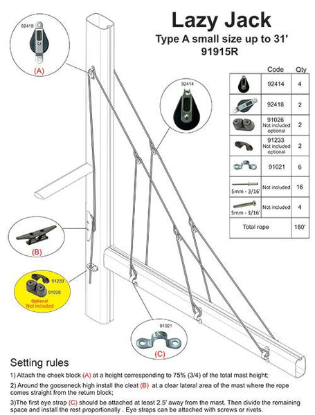 003R-LAZY JACK SYSTEM C - LARGE SIZE- WITH ROPE INCLUDED