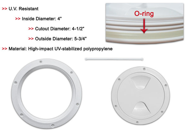 27350 - PLASTIC DECK PLATE - 4" DIAMETER. - Inspection Port - Beckson | Nautos-usa 