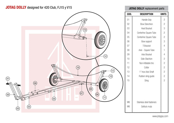 420, FJ, JY15 and V15 Dolly - Jotag - Aluminum Square Tubes and Foam Filled Tires.