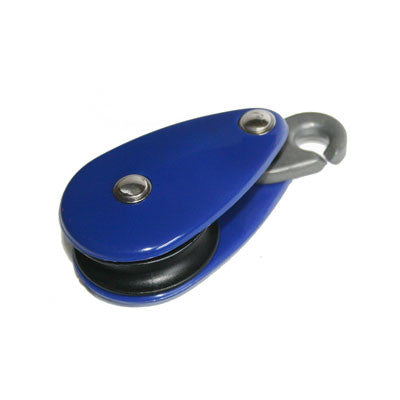 91632R- PLASTIC BLOCK 40MM BALL BEARING SHEAVE  WITH SISTER CLIP- BLUE COMPOSITE