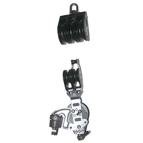 92772-230   6:1 Mainsheet blocks set - Ratchet -Aluminum cam cleat and central aluminum sheave.