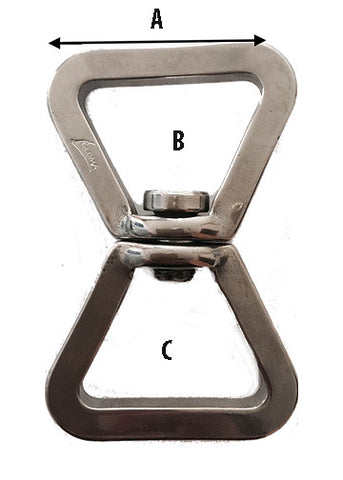 STAINLESS STEEL SWIVEL DOUBLE TRIANGLE 28mm and 37mm Length.