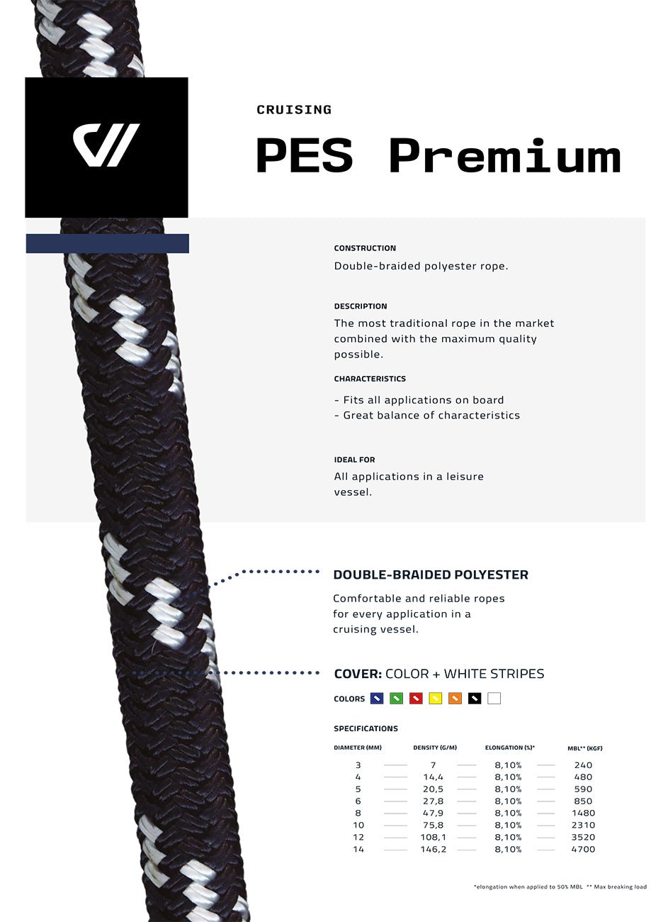 PES Premium - Double-braided polyester rope. Nautos-usa