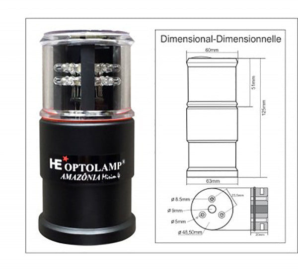 LED Navigation light - OP5000A - Tri Color - Anchor - Strobe Light - Rescue - “AMAZÔNIA Mirim 5”  Compact 5 in 1 - CLASSIC  OR SW | 12 v | Aluminum Base Version | Nautos-usa 