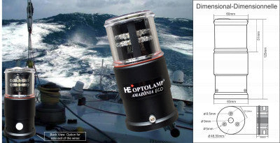 LED Navigation light - “AMAZÔNIA ECO”  Compact 4 in 1 - 12 v - OP4000A - Tri Color - Anchor - Rescue - Wind indicator | | Nautos-usa 