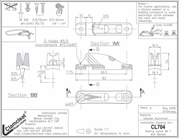 CL704 AN- Racing Junior MKI with Becket- Dark anodized