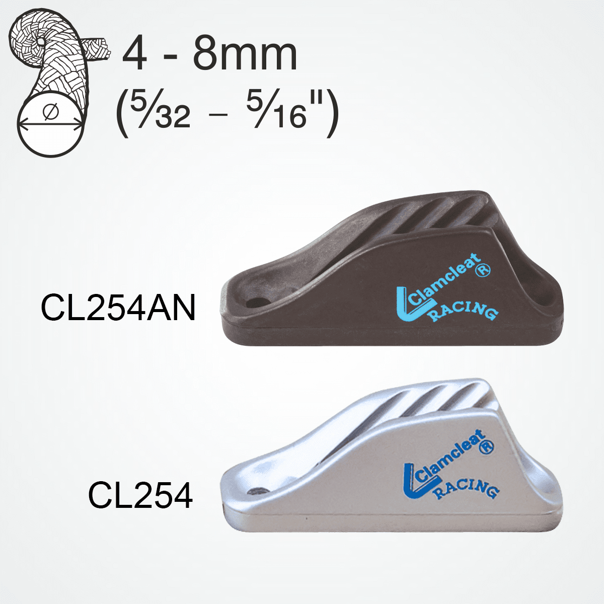 Clamcleat Racing CL254 ClamCleat Racing Midi - ClamCleat - Silver Aluminum