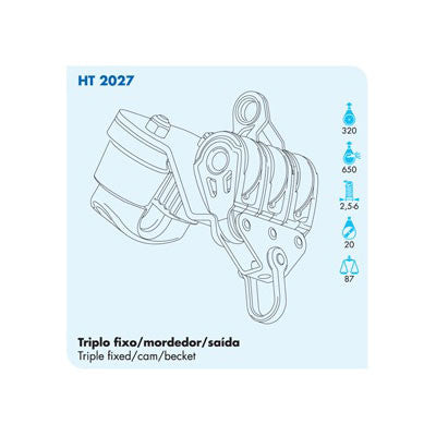 HT 2027 Triple Block with Becket and Cam