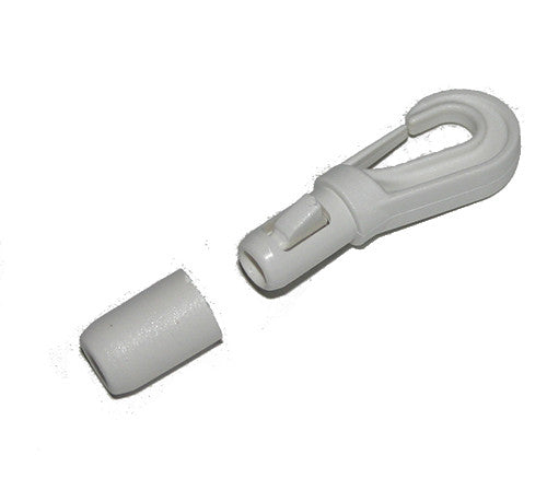 Shock Cord Hook - HPN389 - White - Self Locking - 6 to 8mm ~1/4 to 5/16  Shock Cord