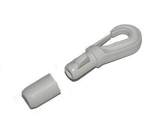 Shock Cord Hook - HPN389 - White - Self Locking - 6 to 8mm ~1/4" to 5/16" Shock Cord